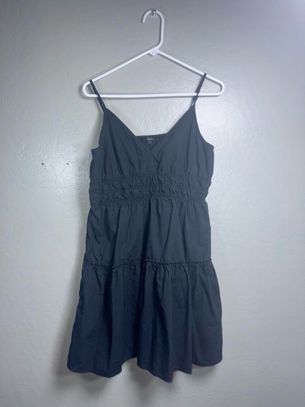 Rails Carmen Black Tiered Mini Dress XL Ruched Cottagecore